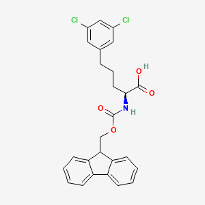 molecular formula C26H23Cl2NO4 B15201273 (S)-2-((((9H-Fluoren-9-yl)methoxy)carbonyl)amino)-5-(3,5-dichlorophenyl)pentanoic acid 