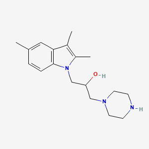 molecular formula C18H27N3O B15201320 1-Piperazin-1-yl-3-(2,3,5-trimethyl-indol-1-yl)-propan-2-ol 