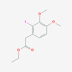 molecular formula C12H15IO4 B15201390 Benzeneacetic acid, 2-iodo-3,4-dimethoxy-, ethyl ester 