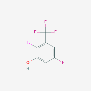 molecular formula C7H3F4IO B15201394 5-Fluoro-2-iodo-3-(trifluoromethyl)phenol 