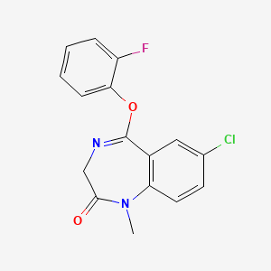 molecular formula C16H12ClFN2O2 B15201414 3H-1,4-BENZODIAZEPIN-2(1H)-ONE, 7-CHLORO-5-(o-FLUOROPHENOXY)-1-METHYL- CAS No. 62903-61-1