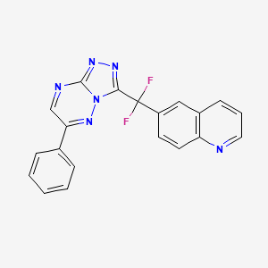 molecular formula C20H12F2N6 B15201526 6-[Difluoro(6-phenyl-1,2,4-triazolo[4,3-b][1,2,4]triazin-3-yl)methyl]quinoline 