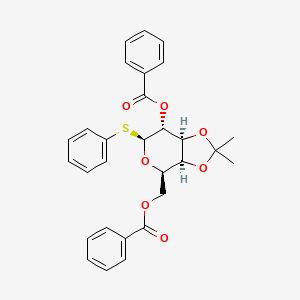 molecular formula C29H28O7S B15201531 [(3aS,4R,6S,7R,7aS)-7-benzoyloxy-2,2-dimethyl-6-phenylsulfanyl-4,6,7,7a-tetrahydro-3aH-[1,3]dioxolo[4,5-c]pyran-4-yl]methyl benzoate 