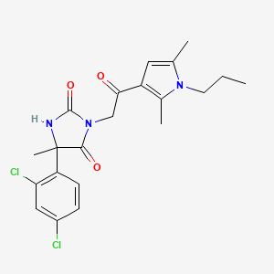 molecular formula C21H23Cl2N3O3 B15201578 5-(2,4-Dichlorophenyl)-3-(2-(2,5-dimethyl-1-propyl-1H-pyrrol-3-yl)-2-oxoethyl)-5-methylimidazolidine-2,4-dione 