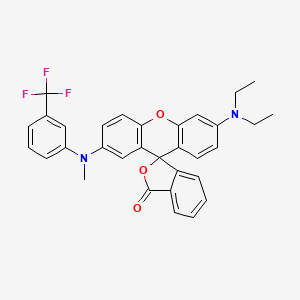 molecular formula C32H27F3N2O3 B15201579 6'-(Diethylamino)-2'-[methyl[3-(trifluoromethyl)phenyl]amino]spiro[isobenzofuran-1(3H),9'-[9H]xanthene]-3-one CAS No. 78923-50-9