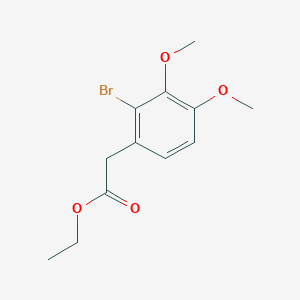 molecular formula C12H15BrO4 B15201640 Benzeneacetic acid, 2-bromo-3,4-dimethoxy-, ethyl ester 