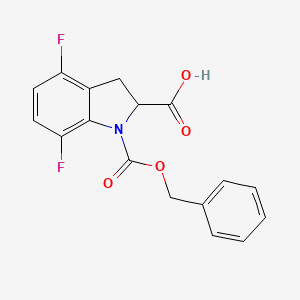 molecular formula C17H13F2NO4 B15201699 1-((Benzyloxy)carbonyl)-4,7-difluoroindoline-2-carboxylic acid 