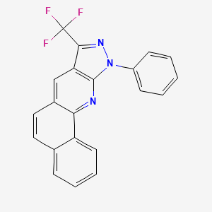 molecular formula C21H12F3N3 B15201732 10-Phenyl-8-(trifluoromethyl)-10H-benzo[h]pyrazolo[3,4-b]quinoline 