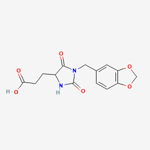 molecular formula C14H14N2O6 B1520175 3-[1-(1,3-Benzodioxol-5-ylmethyl)-2,5-dioxoimidazolidin-4-yl]propanoic acid CAS No. 1214144-69-0