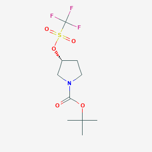 molecular formula C10H16F3NO5S B15201788 (R)-tert-Butyl 3-(((trifluoromethyl)sulfonyl)oxy)pyrrolidine-1-carboxylate 