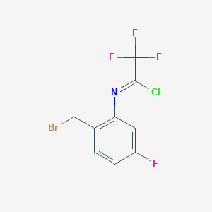 molecular formula C9H5BrClF4N B15201831 N-[2-(Bromomethyl)-5-fluorophenyl]-2,2,2-trifluoroacetimidoyl chloride CAS No. 930778-46-4