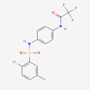 molecular formula C15H12ClF3N2O3S B15201847 4'-[(2-Chloro-5-methylphenyl)sulfonylamino]-2,2,2-trifluoroacetanilide CAS No. 64058-75-9