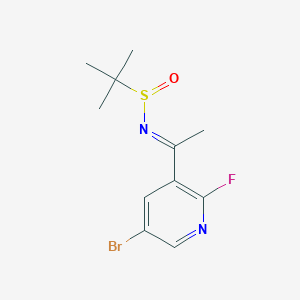 molecular formula C11H14BrFN2OS B15201856 (R,E)-N-(1-(5-bromo-2-fluoropyridin-3-yl)ethylidene)-2-methylpropane-2-sulfinamide 