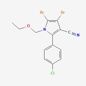 molecular formula C14H11Br2ClN2O B15201933 4,5-Dibromo-2-(4-chlorophenyl)-1-(ethoxymethyl)-1H-pyrrole-3-carbonitrile 