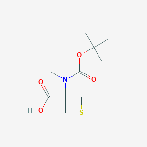 molecular formula C10H17NO4S B15201946 3-[tert-Butoxycarbonyl(methyl)amino]thietane-3-carboxylic acid 