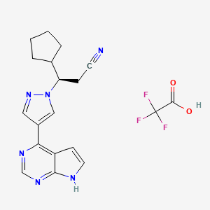 molecular formula C19H19F3N6O2 B15201961 b-Cyclopentyl-4-(7H-pyrrolo[2,3-d]pyrimidin-4-yl)-(bR)-1H-pyrazole-1-propanenitrile,trifluoroacetate CAS No. 941678-50-8