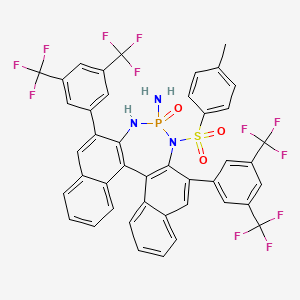 molecular formula C43H26F12N3O3PS B15202012 10,16-Bis[3,5-bis(trifluoromethyl)phenyl]-12-(4-methylphenyl)sulfonyl-13-oxo-12,14-diaza-13lambda5-phosphapentacyclo[13.8.0.02,11.03,8.018,23]tricosa-1(15),2(11),3,5,7,9,16,18,20,22-decaen-13-amine 