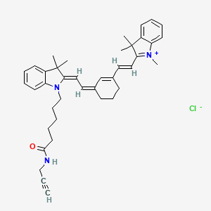 molecular formula C40H48ClN3O B15202097 3,3-Dimethyl-1-(6-oxo-6-(prop-2-yn-1-ylamino)hexyl)-2-(2-(3-(2-(1,3,3-trimethylindolin-2-ylidene)ethylidene)cyclohex-1-en-1-yl)vinyl)-3H-indol-1-ium chloride 