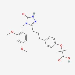 molecular formula C24H29N3O6 B15202246 2-(4-(3-(4-(2,4-dimethoxybenzyl)-5-oxo-4,5-dihydro-1H-1,2,4-triazol-3-yl)propyl)phenoxy)-2-methylpropanoic acid 