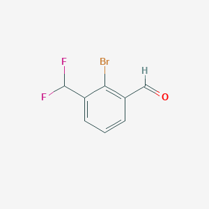 molecular formula C8H5BrF2O B15202296 2-Bromo-3-(difluoromethyl)benzaldehyde 