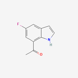 molecular formula C10H8FNO B15202311 7-Acetyl-5-fluoro-1H-indole 