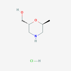 molecular formula C6H14ClNO2 B15202324 rel-((2R,6S)-6-methylmorpholin-2-yl)methanol hydrochloride 