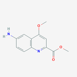 molecular formula C12H12N2O3 B15202366 Methyl 6-amino-4-methoxyquinoline-2-carboxylate 