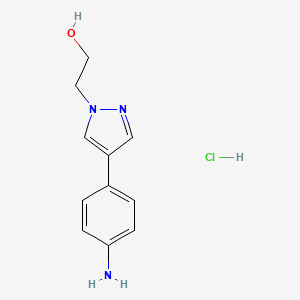 molecular formula C11H14ClN3O B15202383 2-(4-(4-Aminophenyl)-1H-pyrazol-1-yl)ethanol hydrochloride 