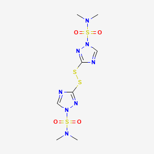 molecular formula C8H14N8O4S4 B15202427 3,3'-Disulfanediylbis(N,N-dimethyl-1H-1,2,4-triazole-1-sulfonamide) 