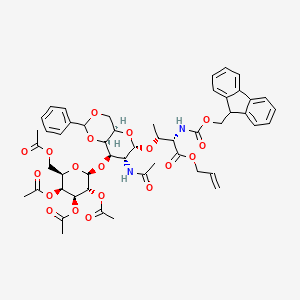 molecular formula C51H58N2O19 B15202472 (2R,3R,4S,5S,6R)-2-(((4AR,6S,7R,8R,8aR)-6-(((2R,3S)-3-((((9H-fluoren-9-yl)methoxy)carbonyl)amino)-4-(allyloxy)-4-oxobutan-2-yl)oxy)-7-acetamido-2-phenylhexahydropyrano[3,2-d][1,3]dioxin-8-yl)oxy)-6-(acetoxymethyl)tetrahydro-2H-pyran-3,4,5-triyl triacetate 