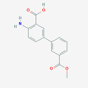 molecular formula C15H13NO4 B15202477 4-Amino-3'-(methoxycarbonyl)[1,1'-biphenyl]-3-carboxylic acid 