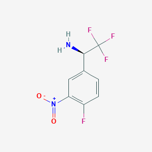 molecular formula C8H6F4N2O2 B15202580 (R)-2,2,2-Trifluoro-1-(4-fluoro-3-nitrophenyl)ethan-1-amine 