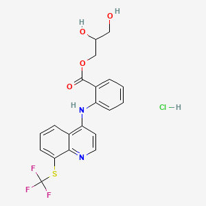 molecular formula C20H18ClF3N2O4S B15202600 2,3-Dihydroxypropyl 2-[[8-[(trifluoromethyl)thio]-4-quinolyl]amino]benzoate hydrochloride CAS No. 54494-56-3