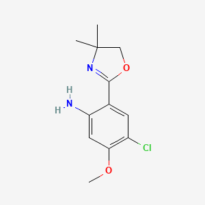 molecular formula C12H15ClN2O2 B15202606 4-Chloro-2-(4,4-dimethyl-4,5-dihydrooxazol-2-yl)-5-methoxyaniline 