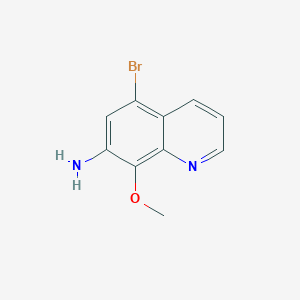 molecular formula C10H9BrN2O B15202728 5-Bromo-8-methoxyquinolin-7-amine 