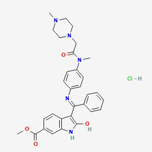 (Z)-Methyl 3-(((4-(N-methyl-2-(4-methylpiperazin-1-yl)acetamido)phenyl)amino)(phenyl)methylene)-2-oxoindoline-6-carboxylate hydrochloride