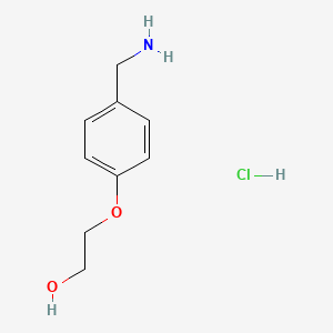 molecular formula C9H14ClNO2 B1520308 2-[4-(Aminomethyl)phenoxy]ethan-1-ol hydrochloride CAS No. 1221725-65-0