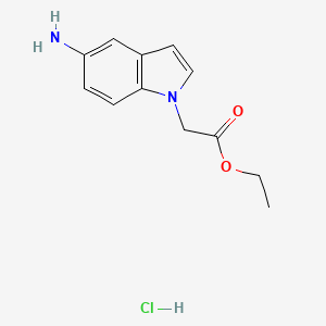 molecular formula C12H15ClN2O2 B1520318 ethyl 2-(5-amino-1H-indol-1-yl)acetate hydrochloride CAS No. 1221722-73-1