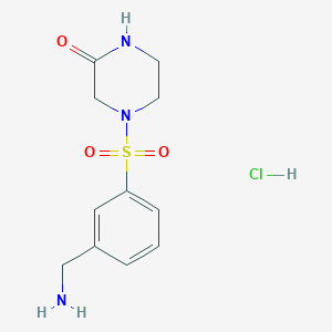 molecular formula C11H16ClN3O3S B1520319 4-[3-(Aminomethyl)benzenesulfonyl]piperazin-2-one hydrochloride CAS No. 1235440-29-5