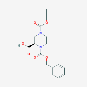 molecular formula C18H24N2O6 B152032 (R)-1-((苄氧羰基)-4-(叔丁氧羰基)哌嗪-2-羧酸 CAS No. 954388-33-1