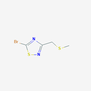 molecular formula C4H5BrN2S2 B15203290 5-Bromo-3-((methylthio)methyl)-1,2,4-thiadiazole 