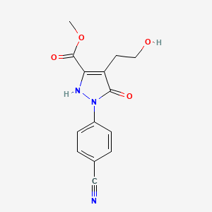 molecular formula C14H13N3O4 B1520334 methyl 1-(4-cyanophenyl)-4-(2-hydroxyethyl)-5-oxo-2,5-dihydro-1H-pyrazole-3-carboxylate CAS No. 1221725-90-1