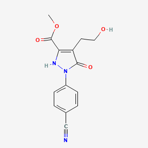 molecular formula C14H13N3O4 B1520334 1-(4-氰基苯基)-4-(2-羟乙基)-5-氧代-2,5-二氢-1H-吡唑-3-羧酸甲酯 CAS No. 1221725-90-1