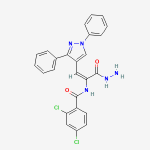 2,4-Dichloro-N-(1-(1,3-diphenyl-1H-pyrazol-4-yl)-3-hydrazinyl-3-oxoprop-1-en-2-yl)benzamide