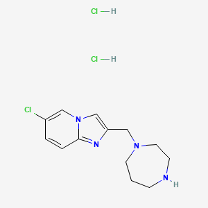 molecular formula C13H19Cl3N4 B1520340 1-({6-Chloroimidazo[1,2-a]pyridin-2-yl}methyl)-1,4-diazepane dihydrochloride CAS No. 1235439-25-4