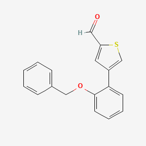 molecular formula C18H14O2S B15203404 4-[2-(Benzyloxy)phenyl]-2-thiophenecarbaldehyde 