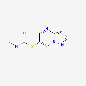molecular formula C10H12N4OS B1520343 N,N-dimethyl-1-({2-methylpyrazolo[1,5-a]pyrimidin-6-yl}sulfanyl)formamide CAS No. 1235441-56-1