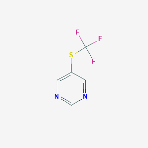 molecular formula C5H3F3N2S B15203483 5-((Trifluoromethyl)thio)pyrimidine 