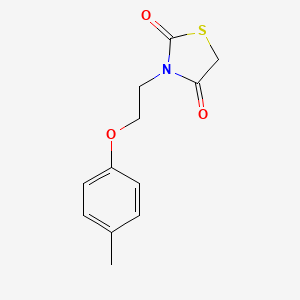 molecular formula C12H13NO3S B15203486 3-[2-(4-Methylphenoxy)ethyl]-1,3-thiazolidine-2,4-dione 