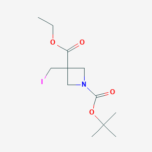 molecular formula C12H20INO4 B15203585 1-tert-Butyl 3-ethyl 3-(iodomethyl)azetidine-1,3-dicarboxylate 